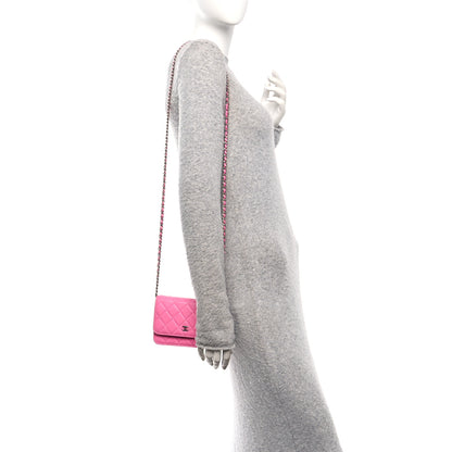 Chanel Lambskin Quilted Mini Wallet On Chain WOC Pink 3 of 21