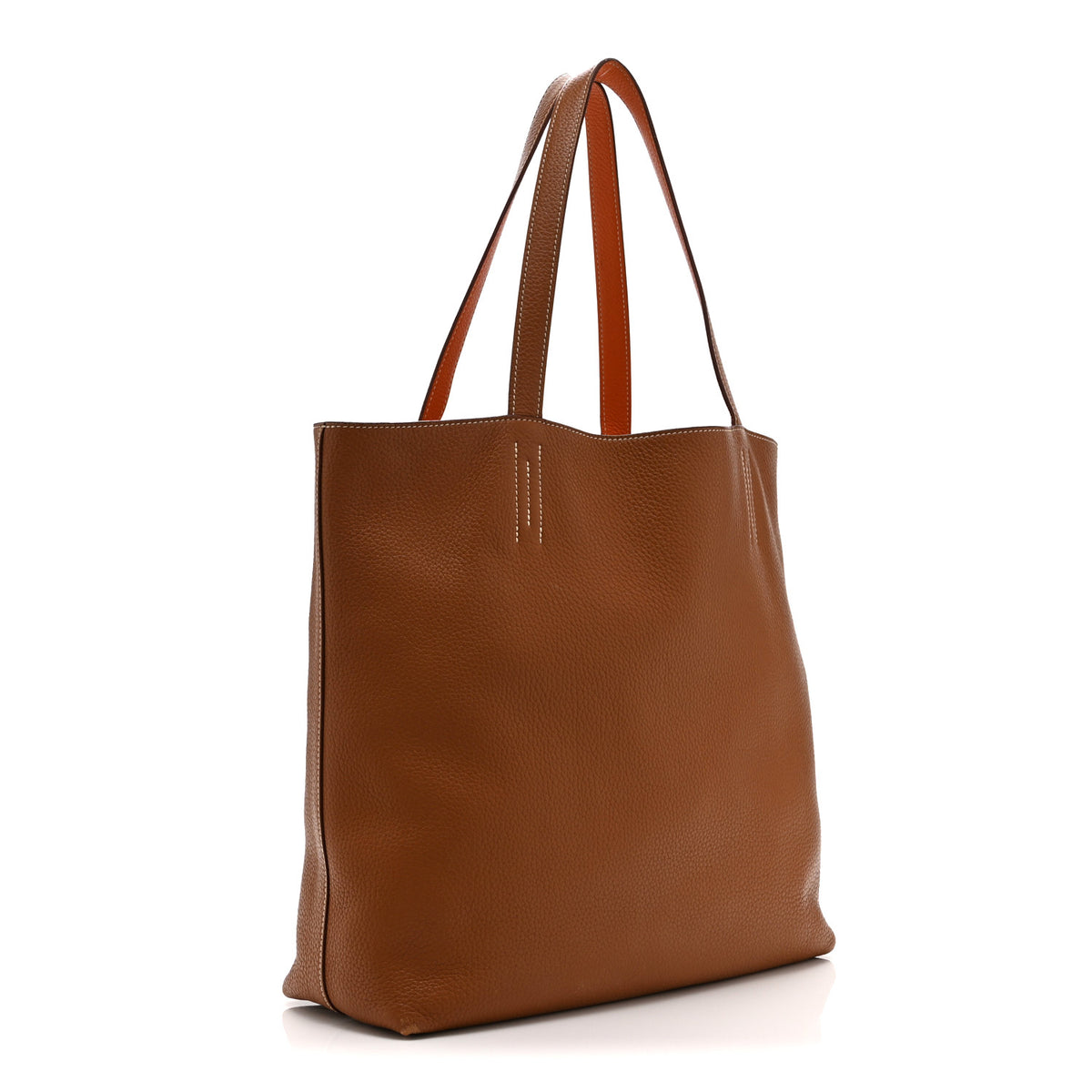 Taurillon Clemence Double Sens 45 Reversible Tote Orange Gold