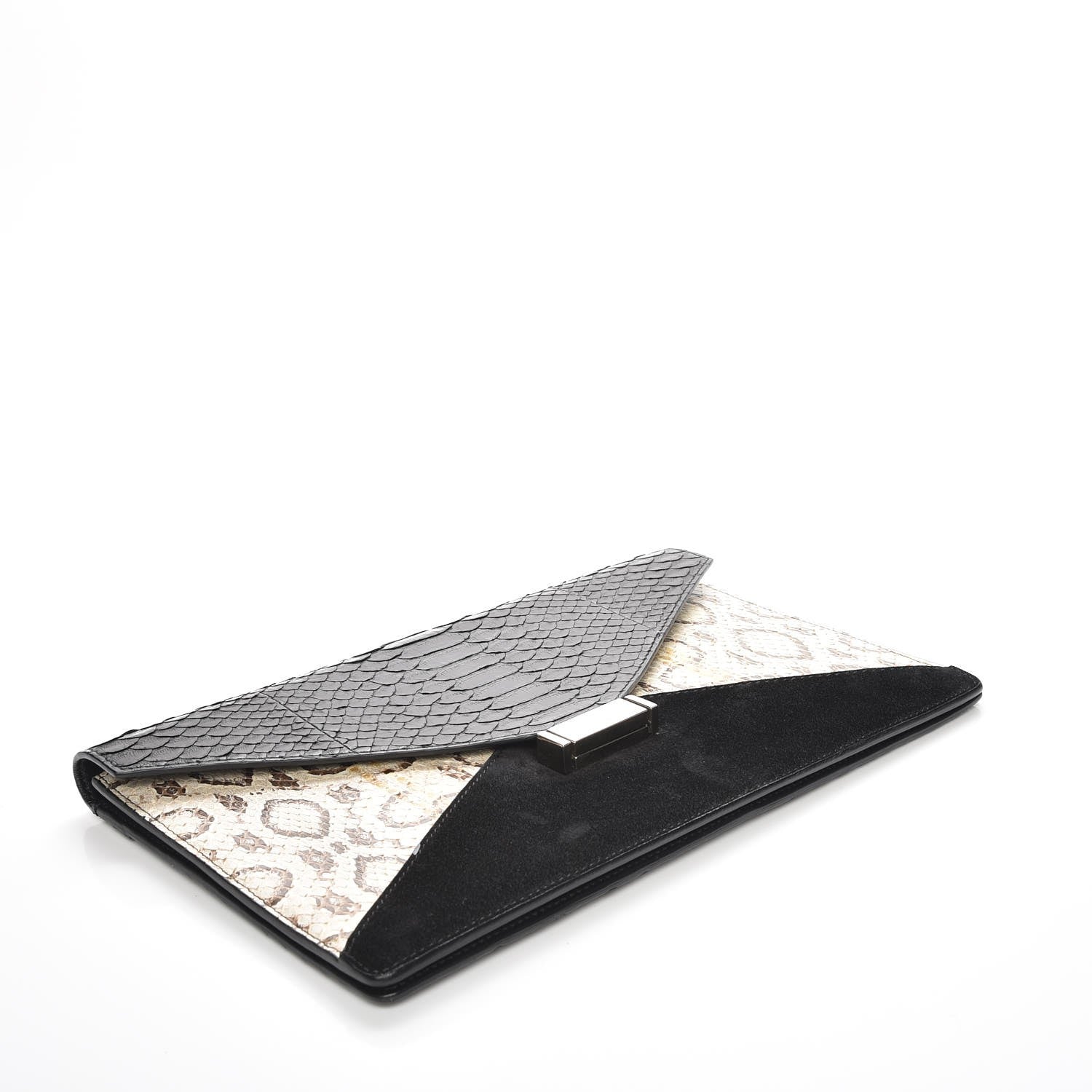 Celine Python Suede Calfskin Diamond Clutch Black 4 of 7