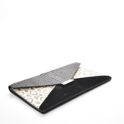 Celine Python Suede Calfskin Diamond Clutch Black 4 of 7