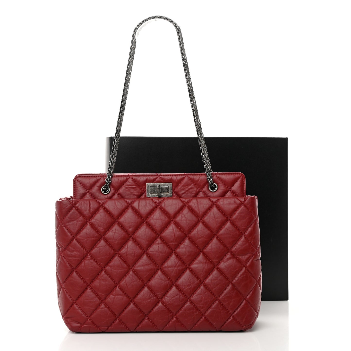 Aged Calfskin Quilted Reissue 2.55 Tote Red