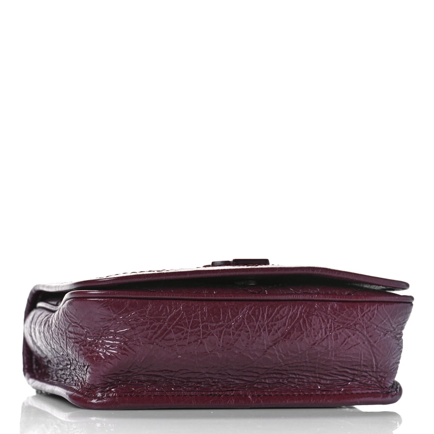 Crinkled Calfskin Matelasse Monogram Niki Chain Wallet Dark Legion Red