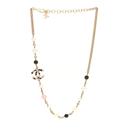Chanel Pearl Beaded CC Necklace Gold Black White Pink 3 of 5