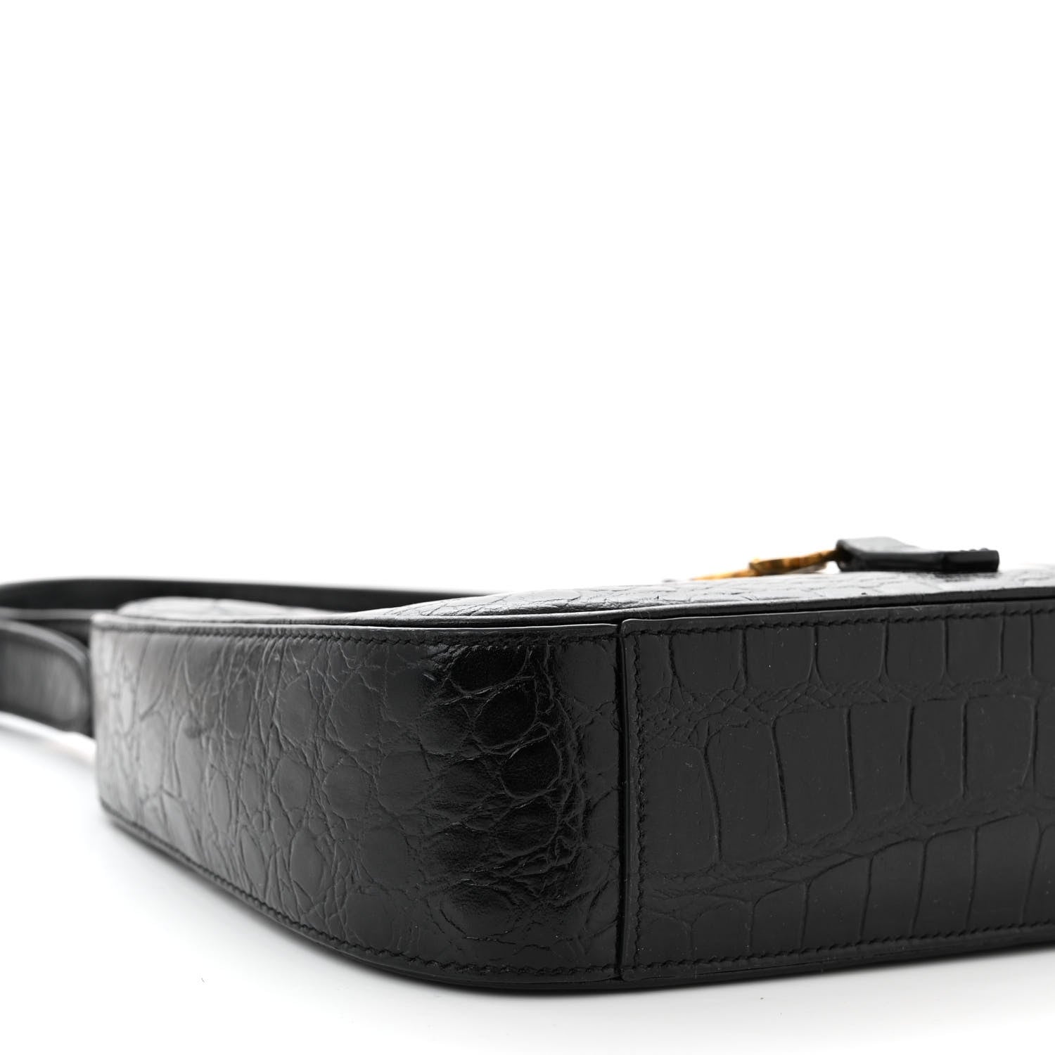 Saint Laurent Calfskin Crocodile Embossed LE 5 A 7 Hobo Black 9 of 10