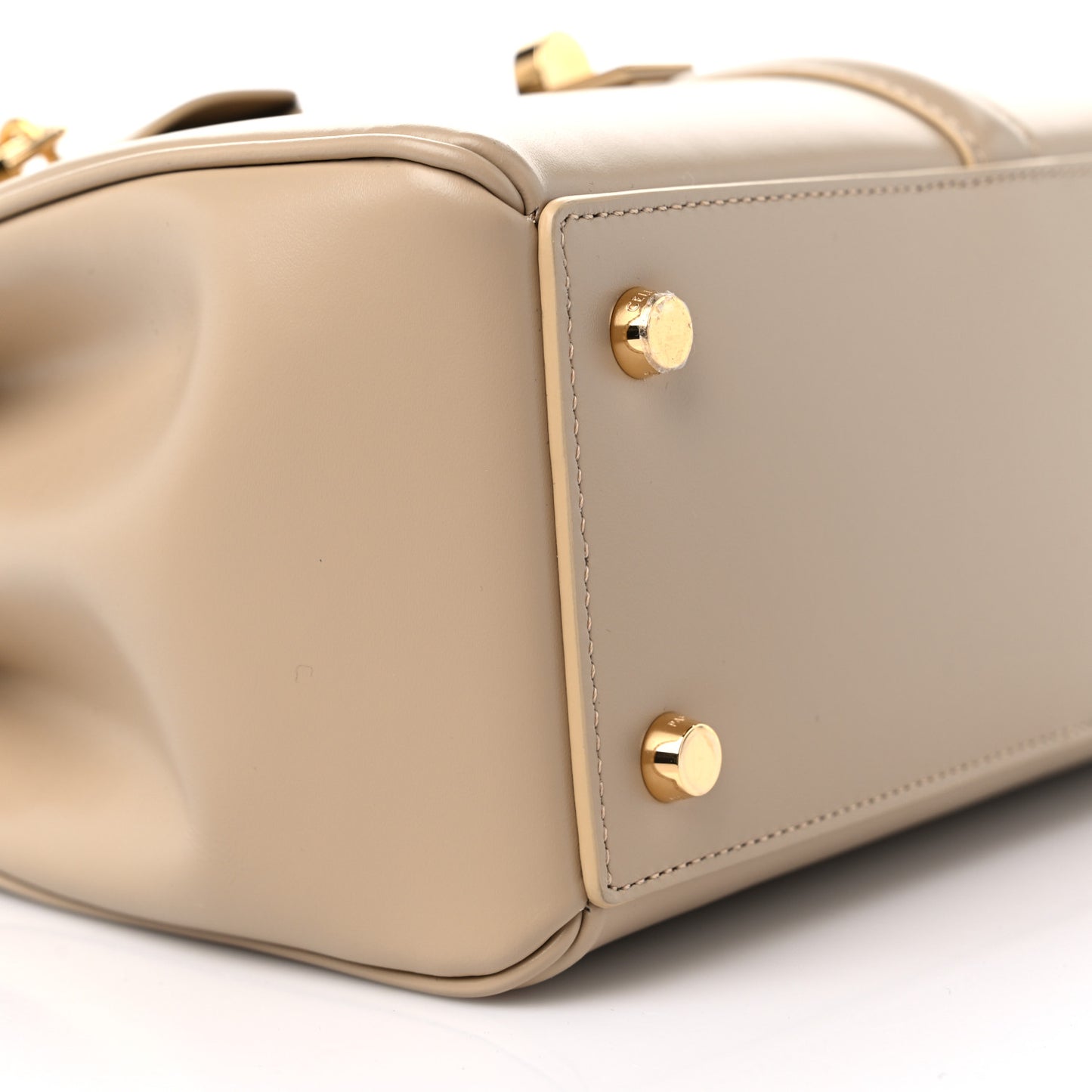 Satinated Calfskin Small 16 Top Handle Bag Beige