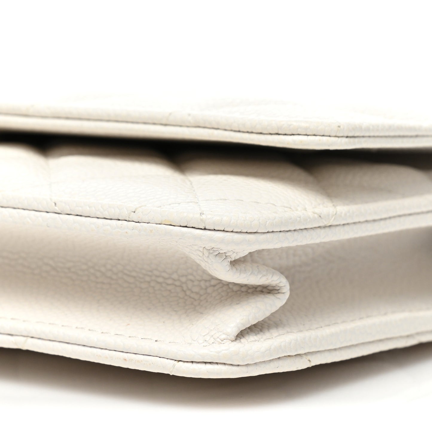 Caviar Quilted Wallet On Chain WOC White