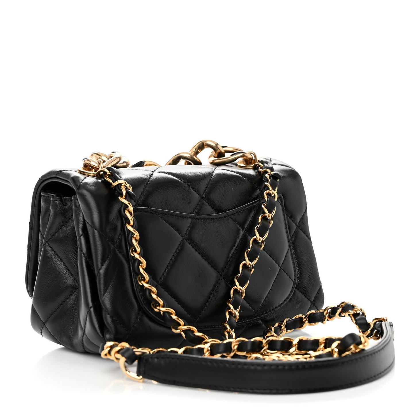 Lambskin Quilted Mini Color Match Flap Black