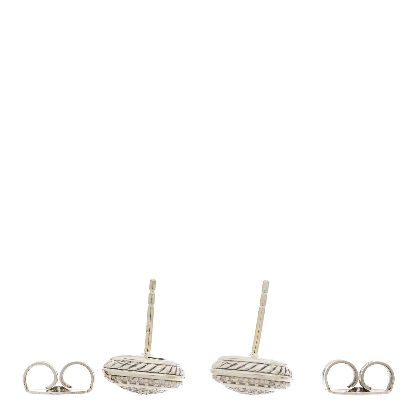 Sterling Silver Diamond 7mm Pave Albion Earrings