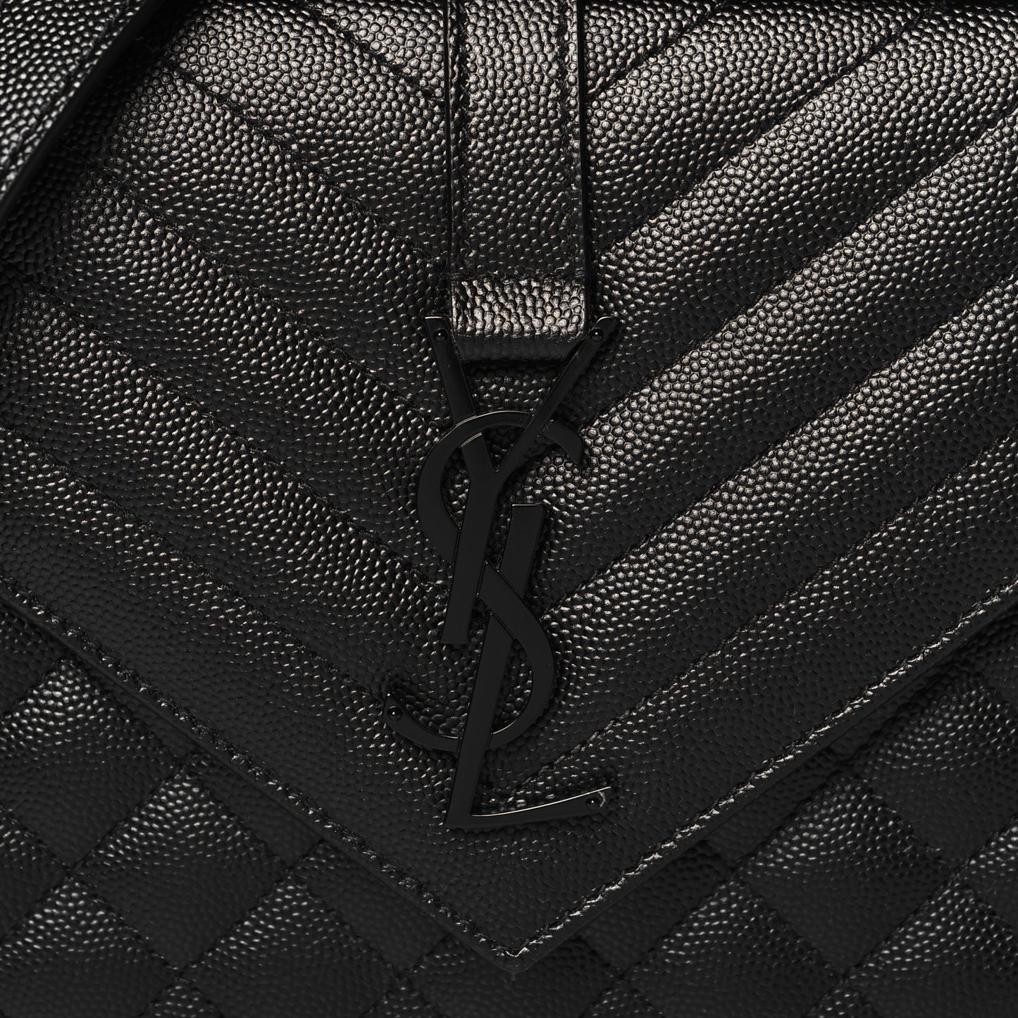 Grain De Poudre Textured Mixed Matelasse Triquilt Medium Monogram Monochrome Satchel Black