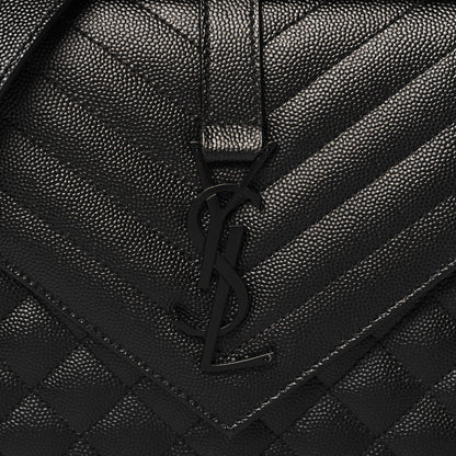 Saint Laurent Grain De Poudre Textured Mixed Matelasse Triquilt Medium Monogram Monochrome Satchel Black 8 of 9