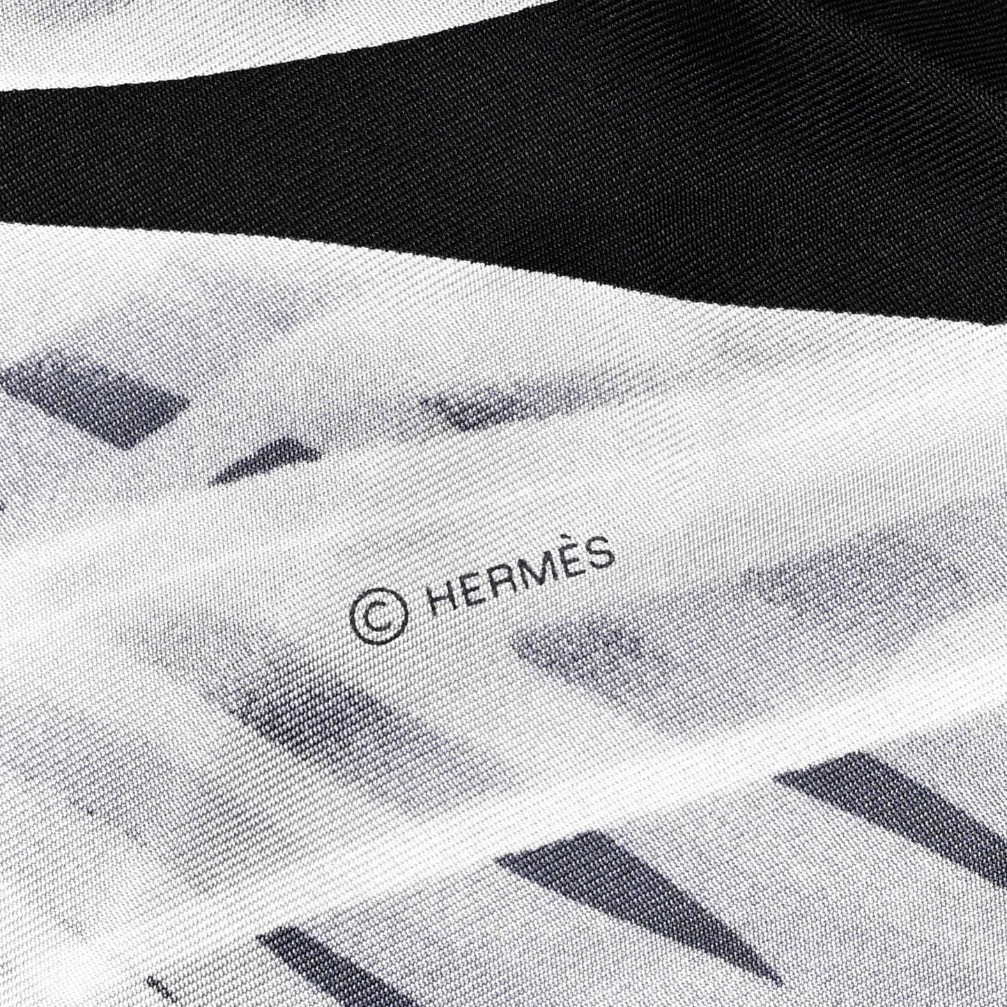 Silk Please Check In Scarf 90 Marine Black White