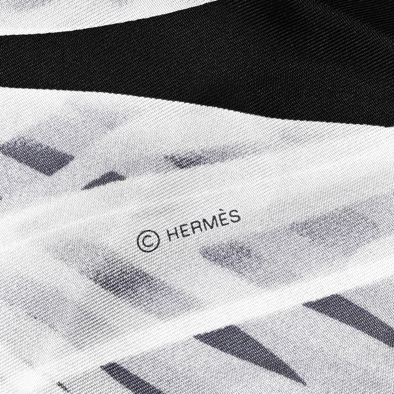 Hermes Silk Please Check In Scarf 90 Marine Black White 5 of 7