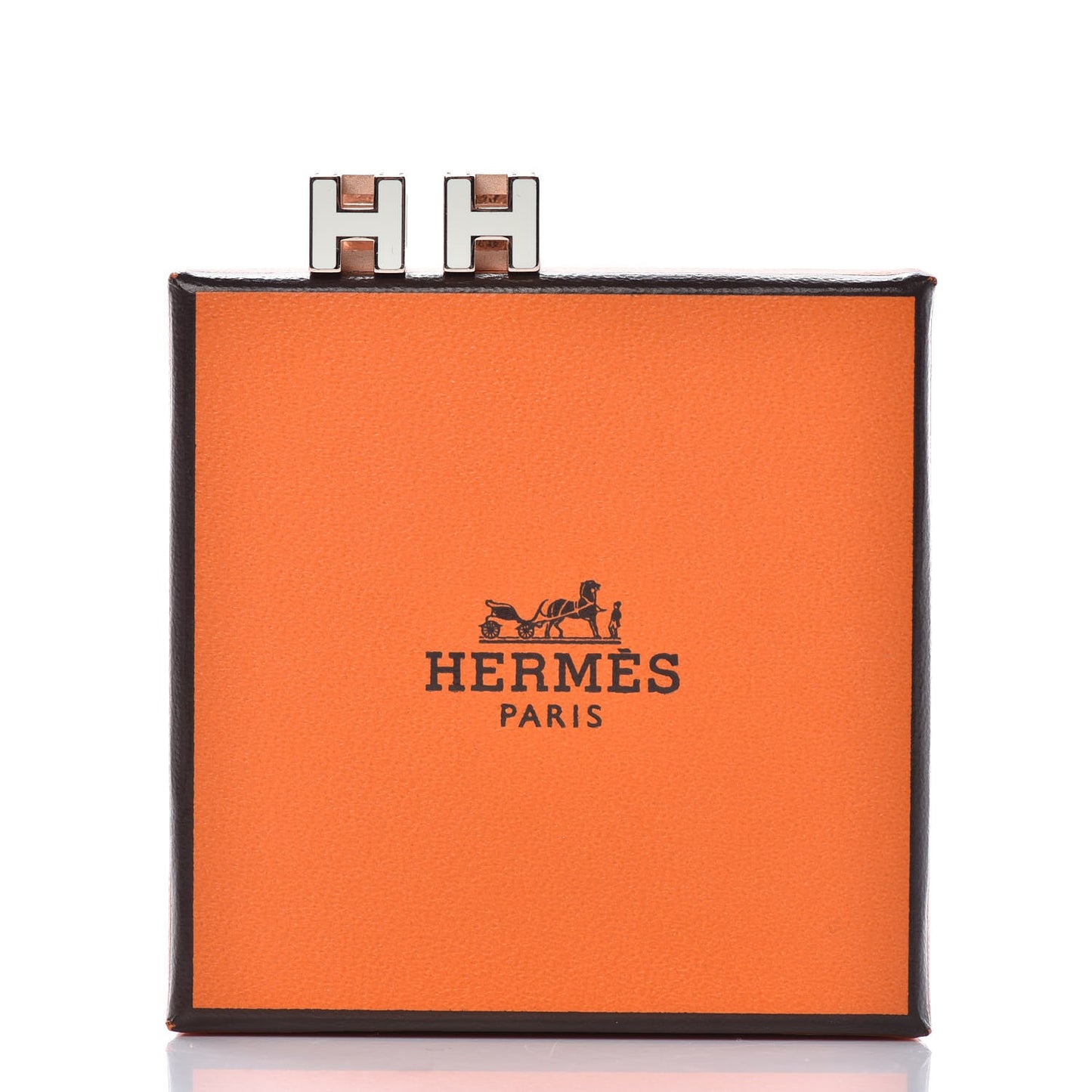 Rose Gold Plated Cage d'H Earrings White