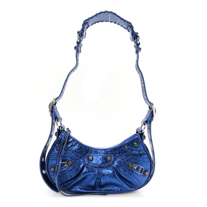 Balenciaga Metallic Arena Agneau Le Cagole Shoulder Bag XS Blue 1 of 11