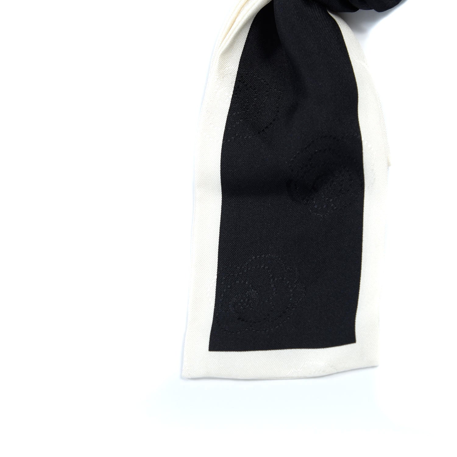 Chanel Silk Hair Tie Black Ivory 2 of 2