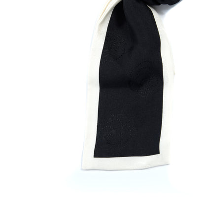 Chanel Silk Hair Tie Black Ivory 2 of 2