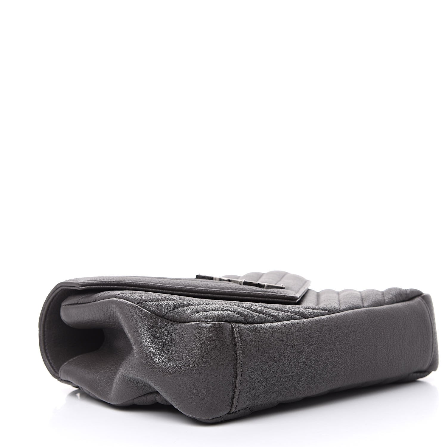 Saint Laurent Sheepskin Matelasse Chevron Monogram Medium College Bag Light Coal 4 of 12