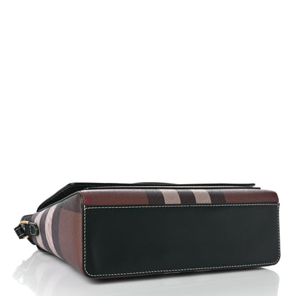 Burberry Calfskin Giant Check E-Canvas Note Crossbody Bag Dark Birch Brown 4 of 8
