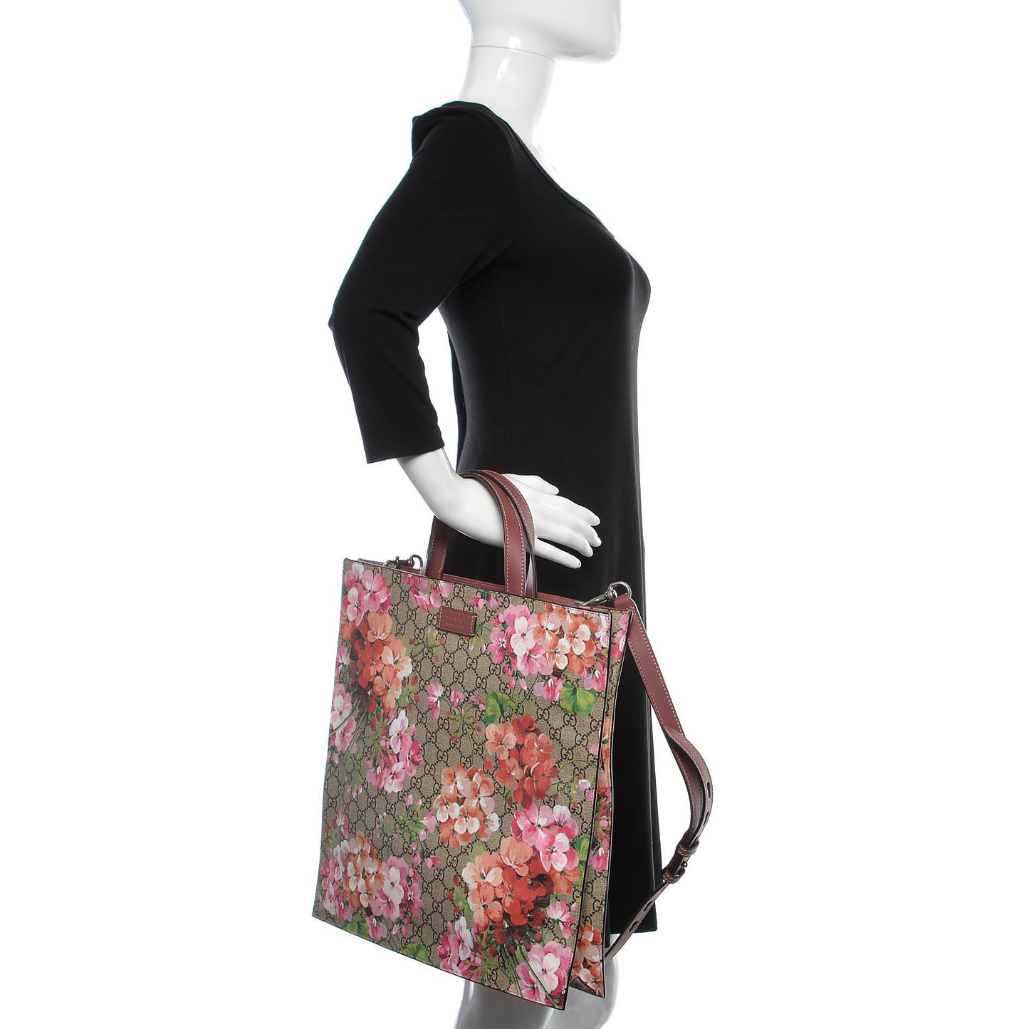 Soft GG Supreme Monogram Blooms Vertical Tote Beige Multicolor Dry Rose