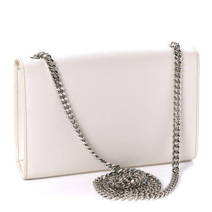 Saint Laurent Grain De Poudre Small Monogram Kate Satchel Optical White 3 of 14