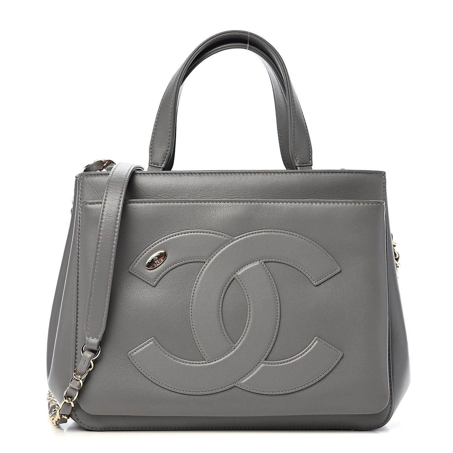 Lambskin Small CC Mania Shoulder Bag Grey
