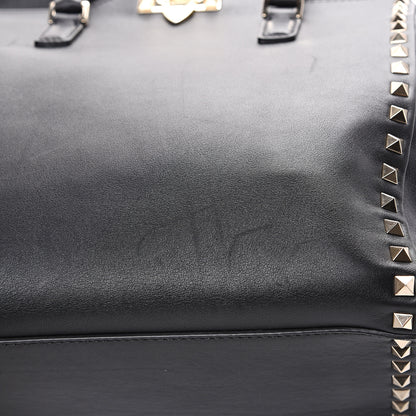Valentino Garavani Vitello Rockstud Double Handle Tote Black 9 of 11