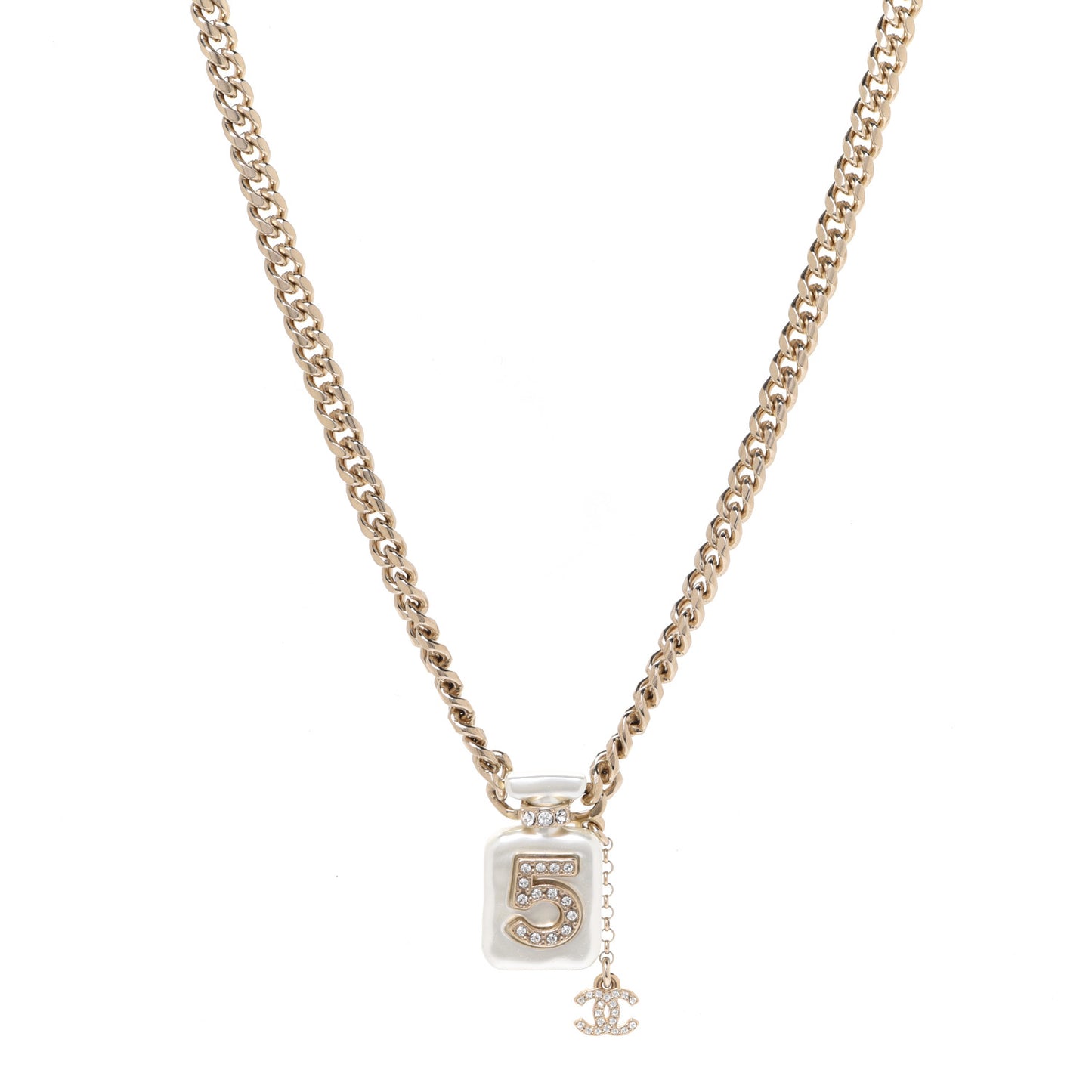 Resin Crystal CC No 5 Perfume Bottle Necklace