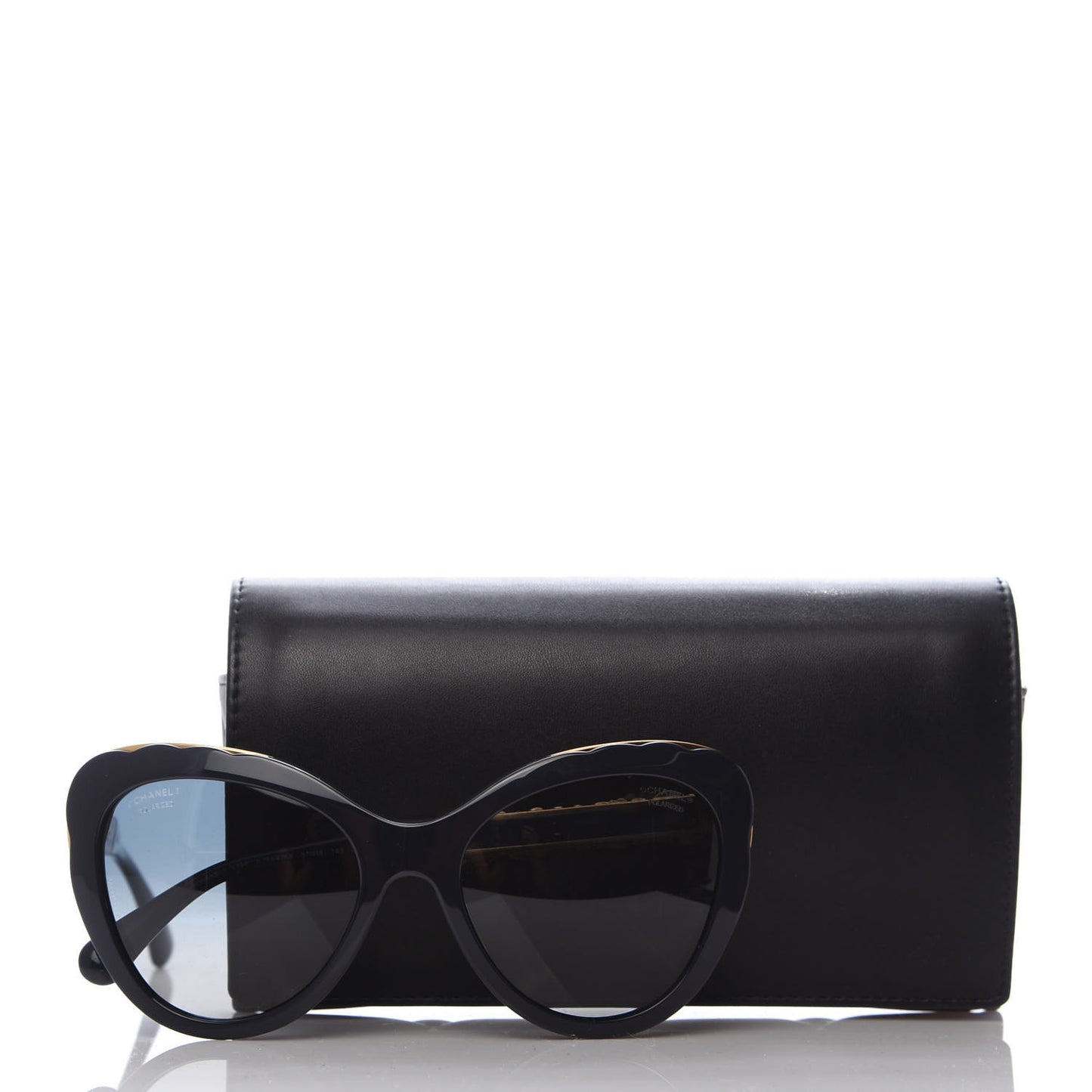 Acetate Bijou Cat Eye Polarized Sunglasses 5354 Black
