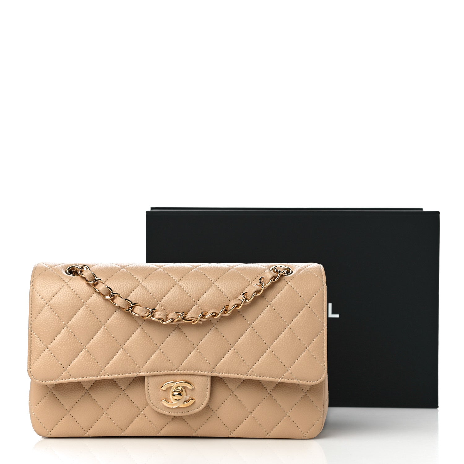 Chanel Caviar Quilted Medium Double Flap Beige 11 of 11