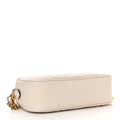 Gucci Calfskin Matelasse Small GG Marmont Chain Shoulder Bag White 4 of 10