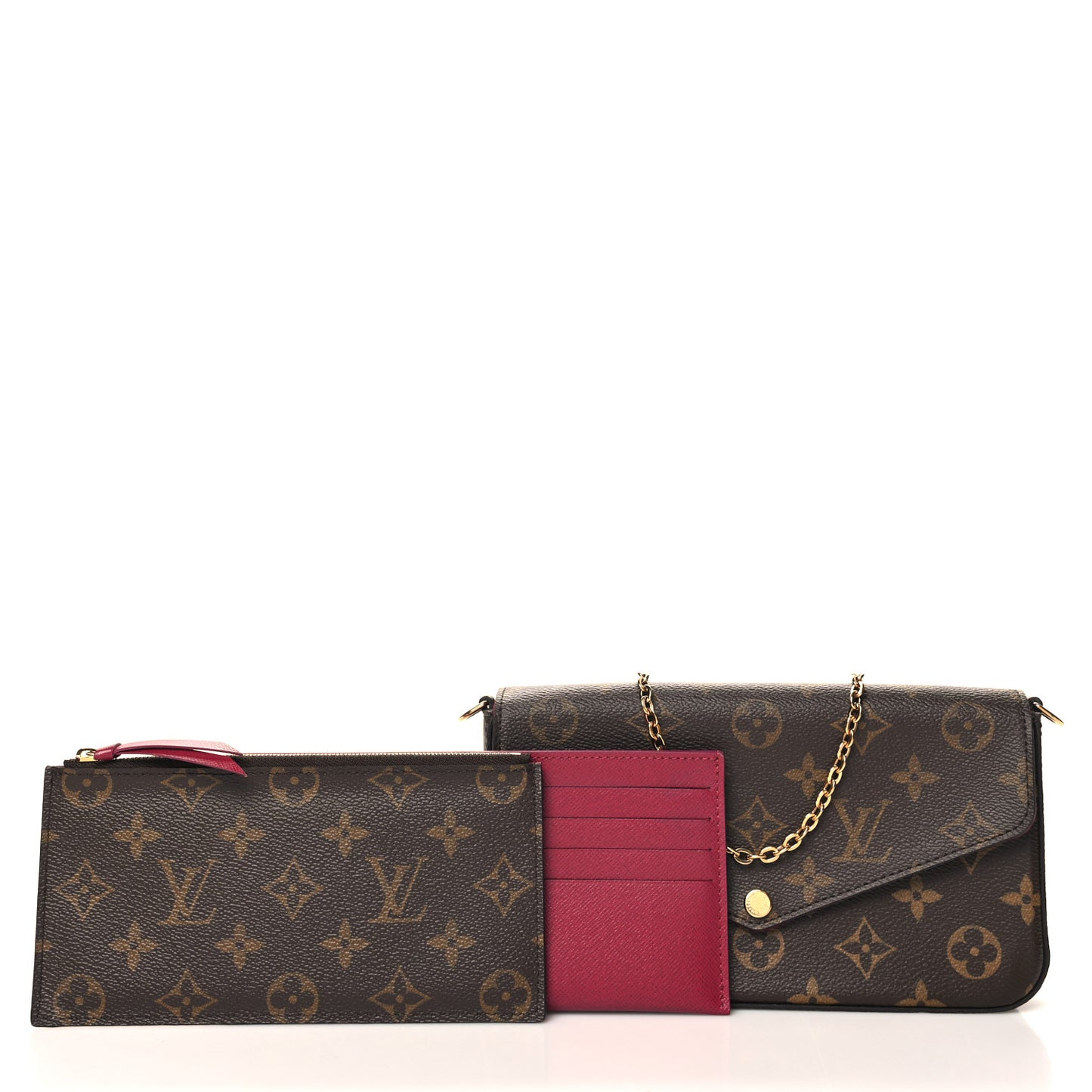 Monogram Pochette Felicie Chain Wallet Fuchsia