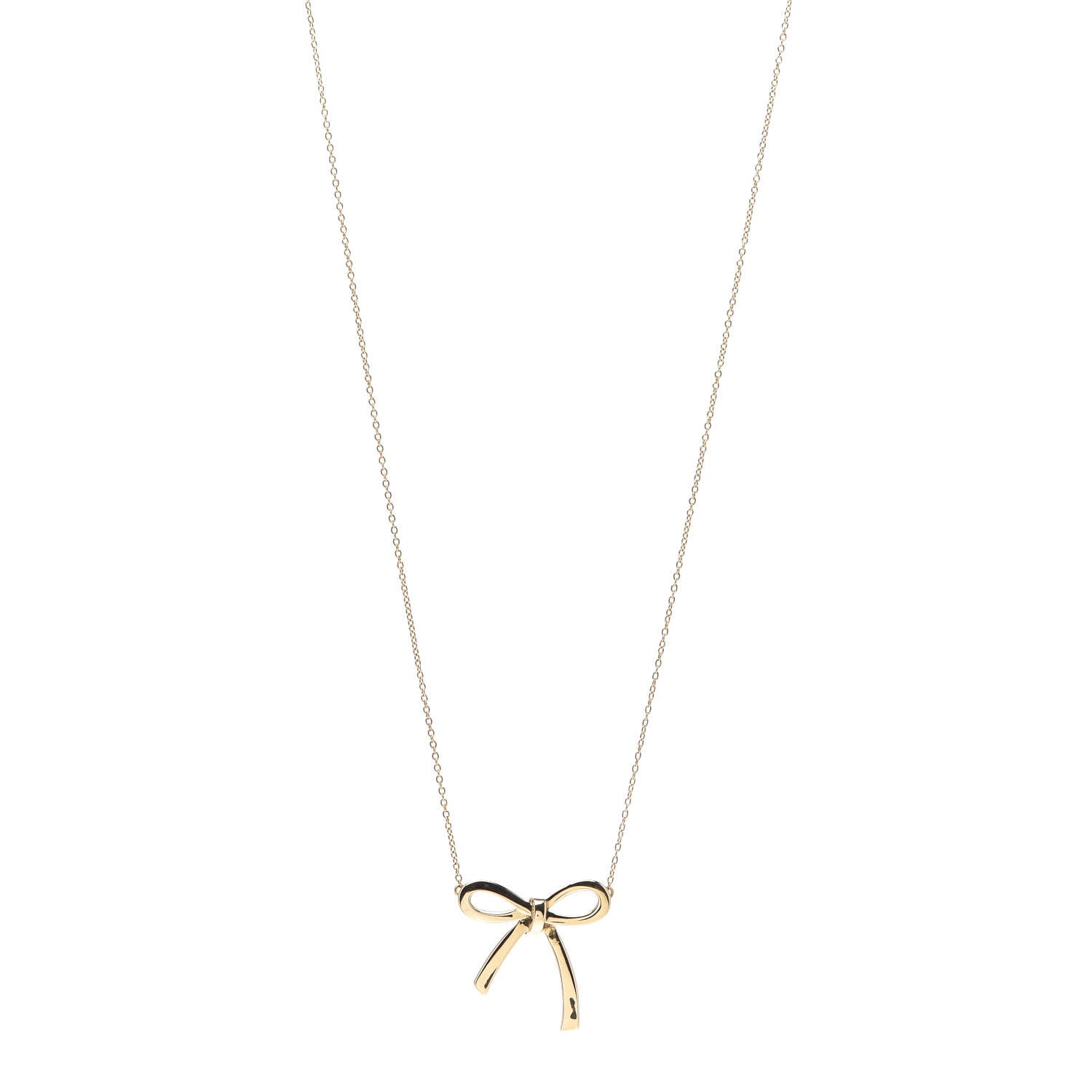 Tiffany 18K Yellow Gold Medium Bow Pendant Necklace 1 of 5