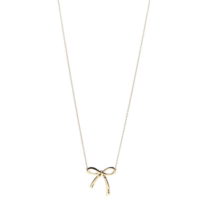 Tiffany 18K Yellow Gold Medium Bow Pendant Necklace 1 of 5