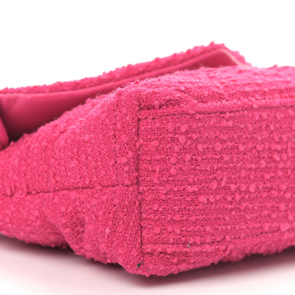 Saint Laurent Boucle Tweed Quilted Toy Loulou Puffer Monogram Chain Satchel Magenta 6 of 9