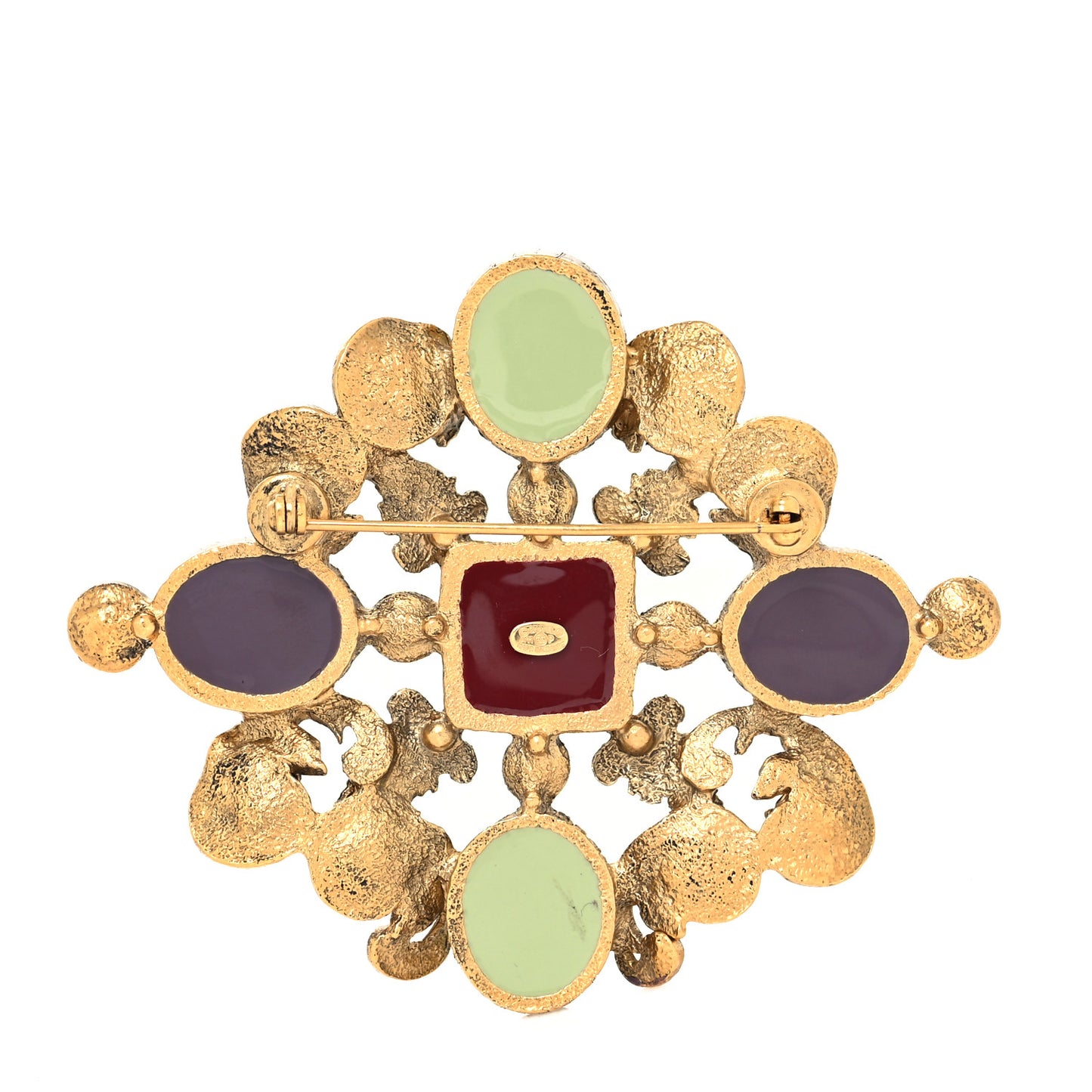 Resin Gripoix Poured Glass Crystal CC Brooch Multicolor