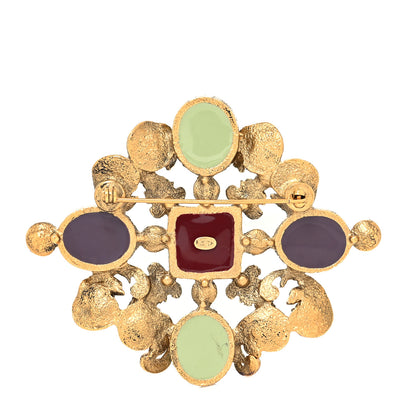 Chanel Resin Gripoix Poured Glass Crystal CC Brooch Multicolor 3 of 4