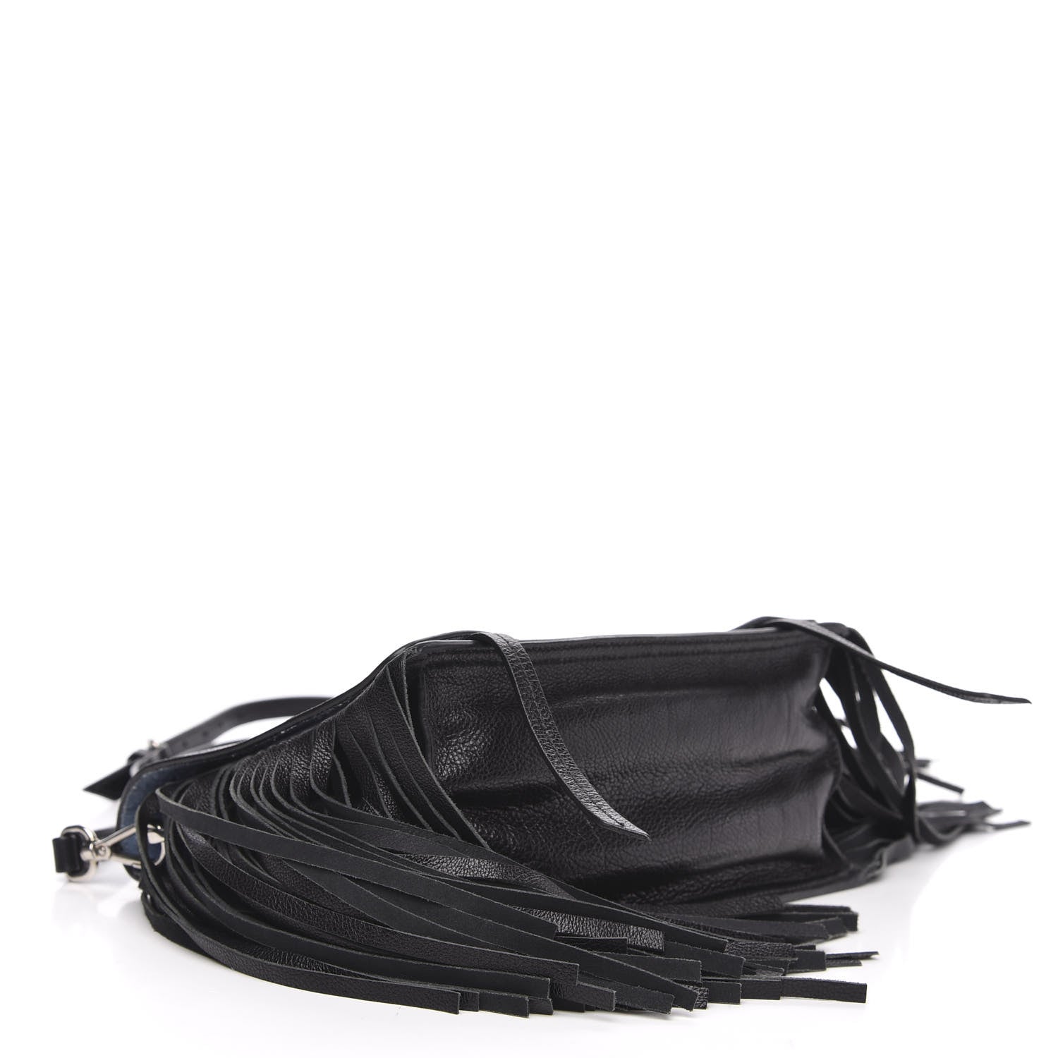 Prada Glace Calf Etiquette Fringe Flap Black Astrale 3 of 11