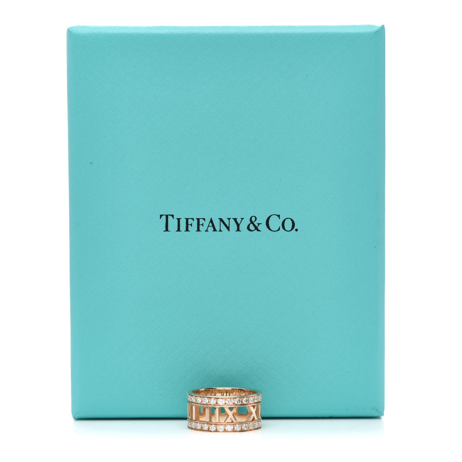 Tiffany 18K Rose Gold Diamond Wide Atlas Open Ring 48 4.5 5 of 5