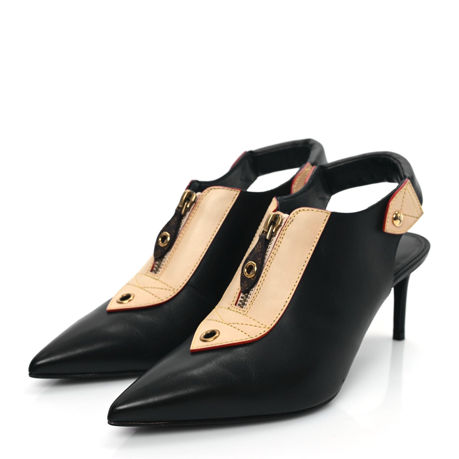 Louis Vuitton Calfskin Allure Slingback Pumps 37 Black 3 of 9