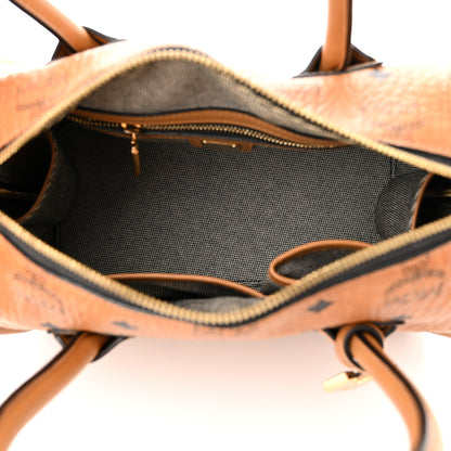 MCM Visetos Calfskin Boston Bag Cognac Black 5 of 13