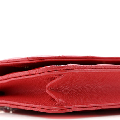 Chanel Caviar Quilted Wallet on Chain WOC Red 10 of 13