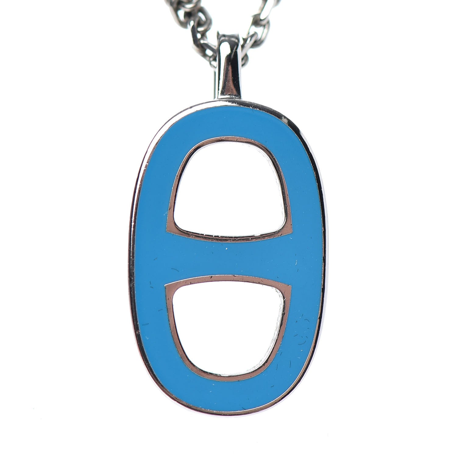 Hermes Laquered Iliade Pendant Necklace Bleu Paradis 4 of 5