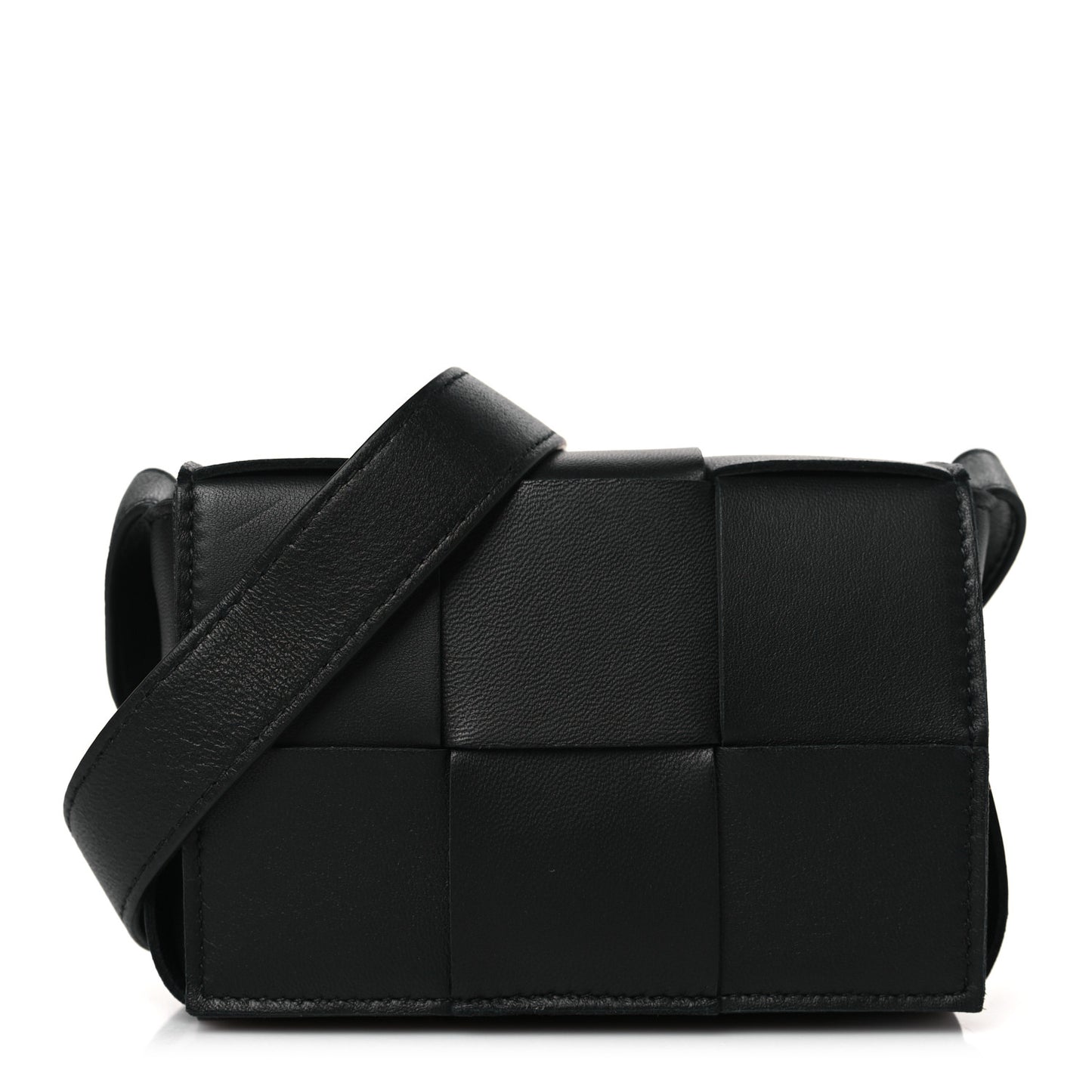 Lambskin Maxi Intrecciato Extra Mini Cassette Crossbody Bag Black