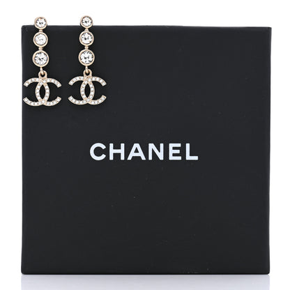 Chanel Crystal CC Drop Earrings Gold 5 of 5