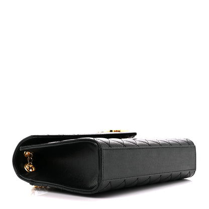Saint Laurent Grain De Poudre Textured Mixed Matelasse Triquilt Medium Monogram Satchel Black 4 of 11