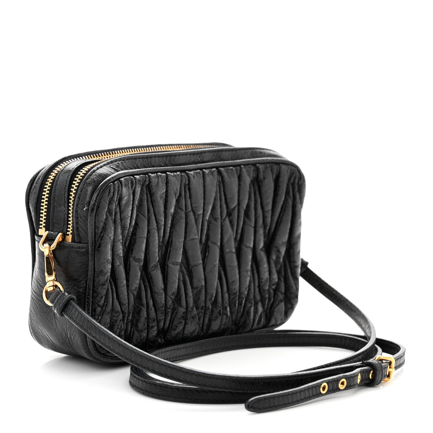 Miu Miu Nappa Matelasse Double Zip Pochette Clutch Black 3 of 9