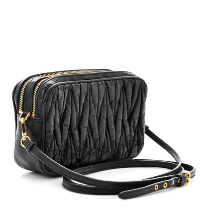 Miu Miu Nappa Matelasse Double Zip Pochette Clutch Black 3 of 9