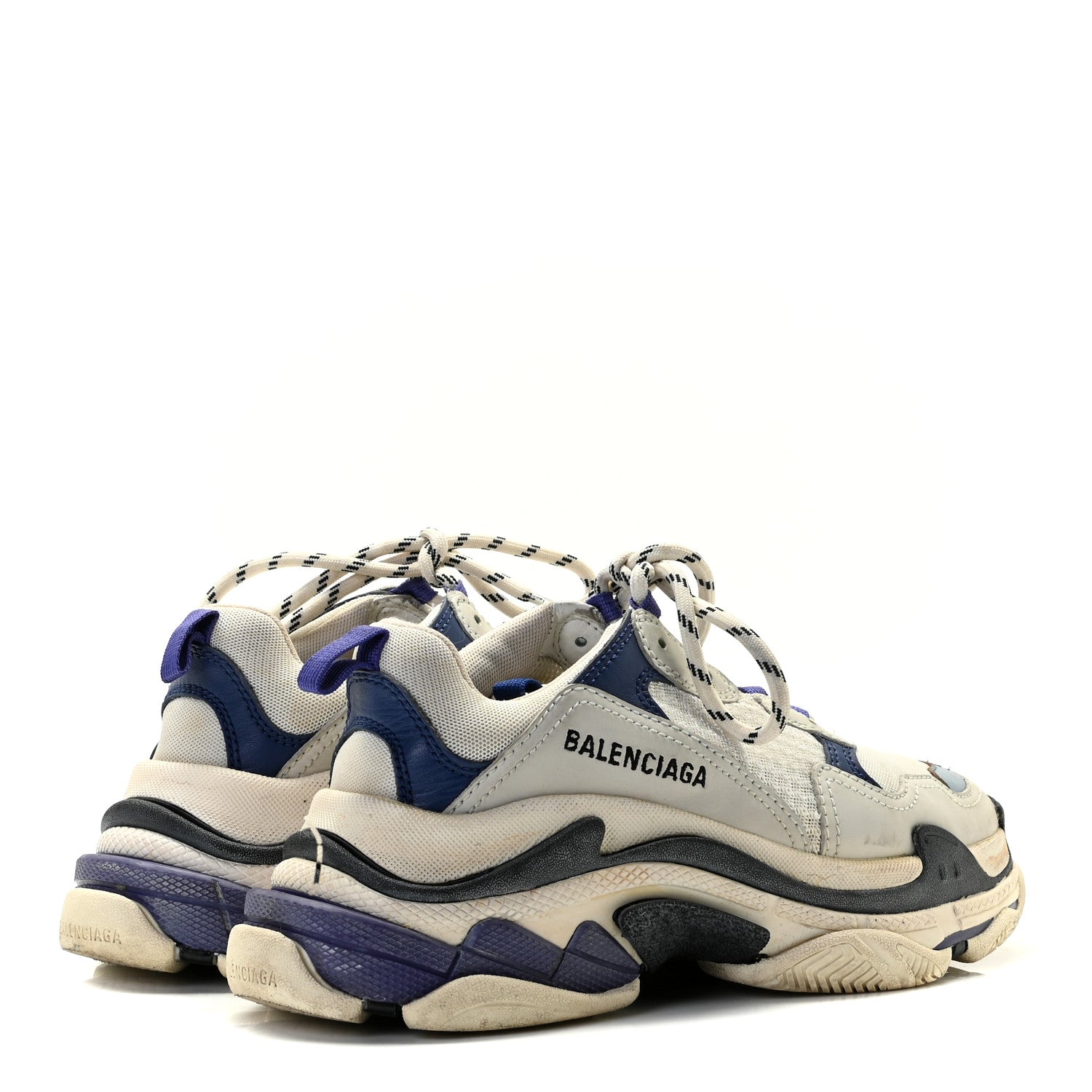 Balenciaga Fabric Mesh Womens Triple S Sneakers 37 White Bleu Violet 3 of 11