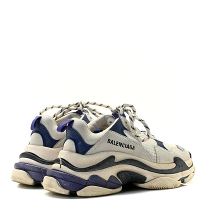 Balenciaga Fabric Mesh Womens Triple S Sneakers 37 White Bleu Violet 3 of 11