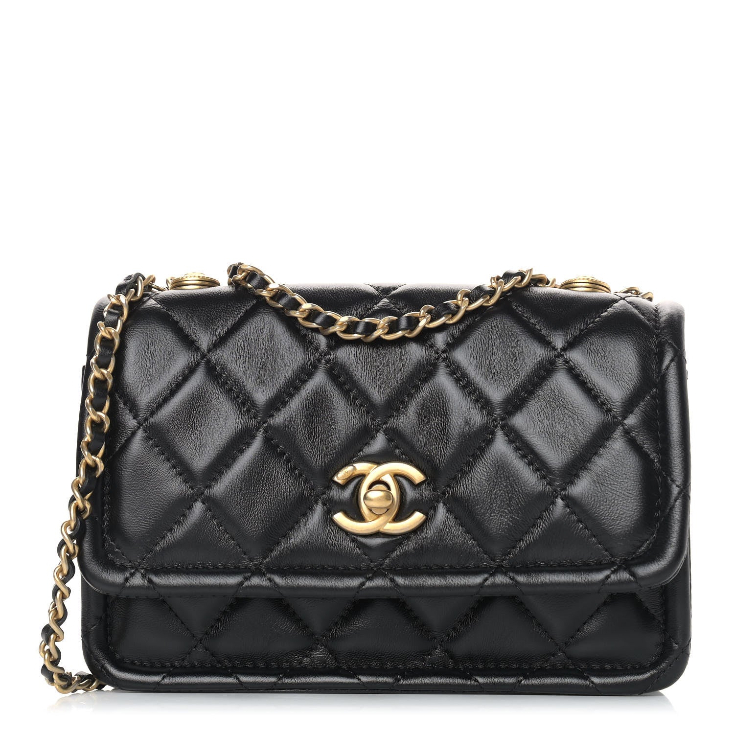 Chanel Shiny Lambskin Quilted Mini Flap Black 1 of 10